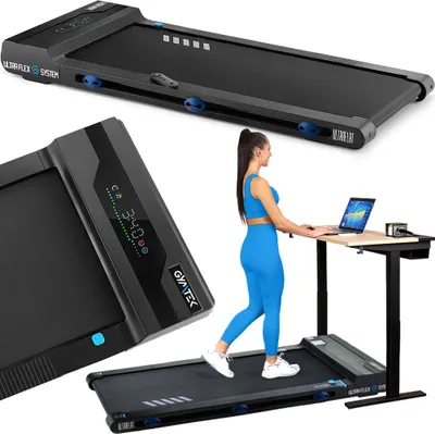 Image de Gymtek® Tapis de course à domicile, Walking Pad, Treadmill - jusqu'à 110 kg, 8 km/h - Ecran LCD - Pliable - Ultra-plat - Bluetooth - Fitness, Home Gym