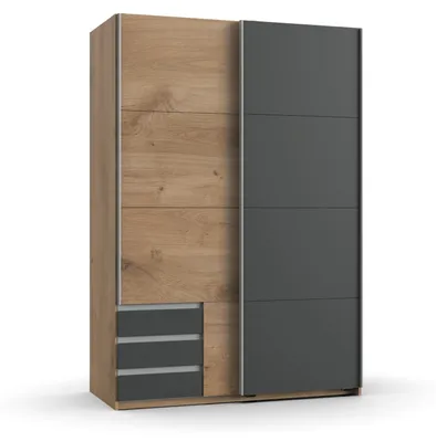 Productafbeelding van Schuifdeurenkast, 2 deuren. Kledingkast, 135 cm, eikenhoutdecor, antraciet. Met lades / 22664
