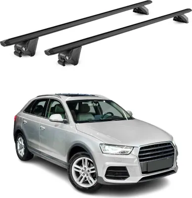 Image de Barres de toit transversales pour Audi Q3 8U 2011-2018 Alu Noir 2 pièces ABE