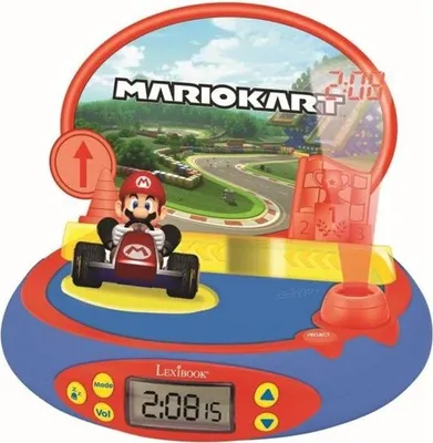 Produktbild von Mario Kart Projektionswecker, Nintendo Sounds, 15 Minuten Schlummerfunktion, Offizielle Soundeffekte