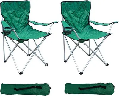 Produktbild von Set aus 2 klappbaren Angelstühlen mit Getränkehalter und Tragetasche – ideal für Camping und Angeln