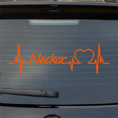 Produktbild von Heckscheibenaufkleber Neckar Herzschlag Puls Fluss Wasser Liebe 55x16 cm Orange Auto Aufkleber Sticker