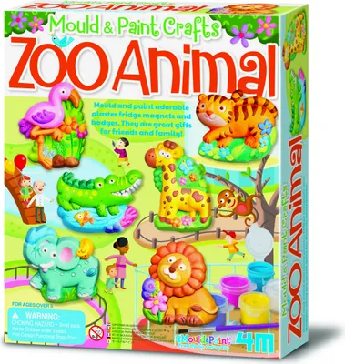 Image de moulage en plâtre et peinture : animaux de zoo