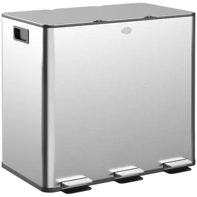 Obrázok produktu pre HOMCOM Odpadkový kôš 3x20 l z nehrdzavejúcej ocele s vekom so systémom Softclose, strieborný