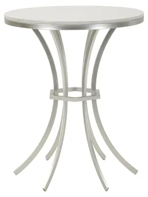 Produktbild von Beistelltisch aus silbernem Metall und Marmor cm ø 56x68