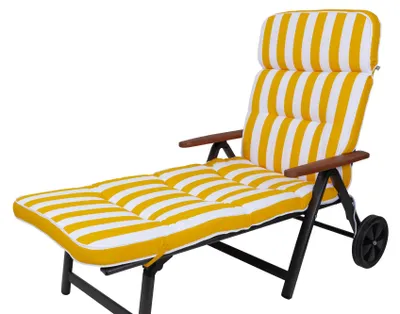Produktbild von Auflage Rollliege Alicante 2153 extrabreit gelb-weiß Blockstreifen 200x65x9 cm KETTtex Stegkissen