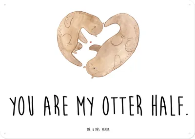 Produktbild von Mr. & Mrs. Panda Wandbild Otter Herz DIN A4 - Weiß - Geschenk, Liebe, Türschild, Blechschild, Magnetschild, Seeotter, tafel, Schild