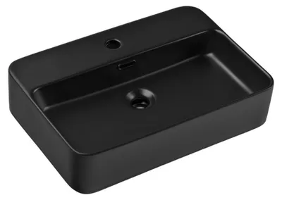Immagine prodotto di Vasca da appoggio rettangolare 55x38 cm in Vetroceramica nera opaca