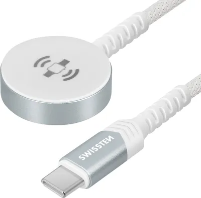 Immagine prodotto di Swissten Cavo USB-C intrecciato da 1,2 m - per la ricarica magnetica di Apple Watch - Bianco Bianco