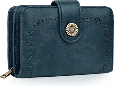 Image de ÉTUDE Porte-monnaie Femme Vintage en cuir Bloqueur RFID Grande capacité Bleu