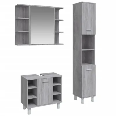 Zdjęcie produktu dla VidaXL 3187607, Szary, Dąb, Drewno, 600 mm, 320 mm, 535 mm, 3 szt.