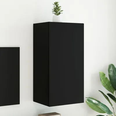 Produktbild von TV-Wandschrank mit LED-Leuchten Schwarz 40,5x35x80 cm , TV-Schränke 2024 Neu