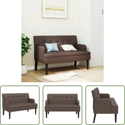 Zdjęcie produktu dla The Living Store Ławka z oparciem brązowa 112x65,5x75 cm imitacja skóry