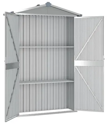 Image de Abri de jardin - Armoire à outils en métal - Étanche pour l'extérieur - 116 x 45 x 175 cm - Cadre en plastique - Vert militaire