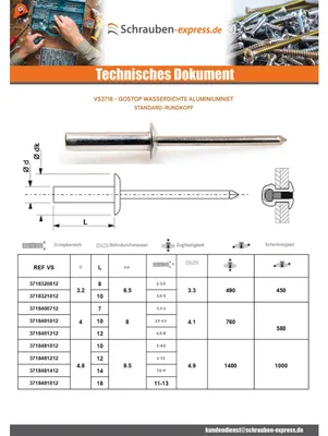 Produktbild von Niet Wasserdicht GOSTOP Aluminium DEIN TRS 3,2 x 10
