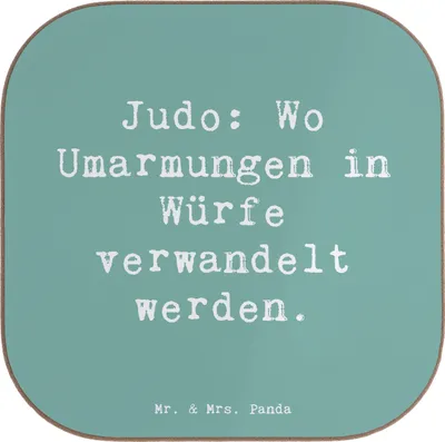 Produktbild von Mr. & Mrs. Panda Tassenuntersetzer Spruch Judo Umarmungen - Meeresbrise - Geschenk, Coaster, Tischuntersetzer, Philosophie, gläseruntersetzer, Durchhaltevermögen, Mut
