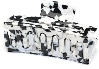 Productafbeelding van Haarspeld van acetaat, een elegant haaraccessoire voor dames, zwart-wit, 1 stuk, 7,8 x 4 cm