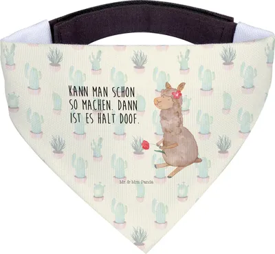 Produktbild von Mr. & Mrs. Panda Halstuch Für Hunde Alpaka Blume - Kaktus Grün - Geschenk, Hunde-Halstuch, Lama, Hundehalstuch, Witz, Hund, Tuch, Spruch, Lamas