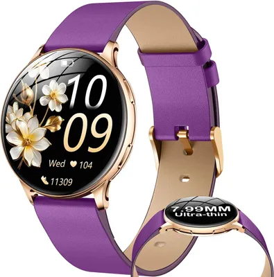 Produktbild von Smartwatch für Damen mit Telefonfunktion, Sportuhr: Herzfrequenzmesser, Schlafüberwachung, Schrittzähler, über 100 Sportmodi, wasserdicht