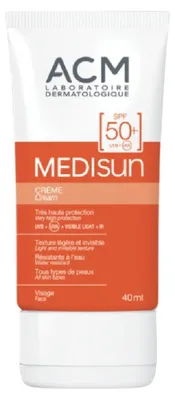 Produktbild von Laboratoire ACM, Medisun, feuchtigkeitsspendende Sonnenschutzcreme, fü r Gesicht, 50+ , 40 ml