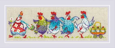 Image de Kit de point de croix compté Riolis "Cluck-cluck ?!!!", 24x8cm, DIY