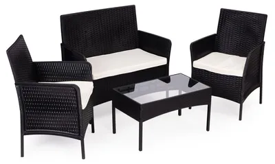 Produktbild von Gartenmöbel-Set: Tisch, Bank, Stühle, schwarz, MultiGarden