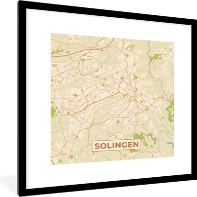 Produktbild von MuchoWow® Gerahmtes Poster Stadtplan - Solingen - Stadtplan - Vintage 40x40 cm - Poster mit Schwarzem Bilderrahmen Wandposter Rahmen Foto Bilder - Poster - Plakat im Rahmen