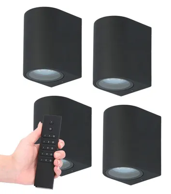 Produktbild von hoftronic LED-Wandleuchte 4er Set 4W 2700K GU10 Schwarz IP65 Dimmbare Downlight