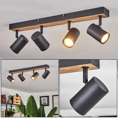 Produktbild von Gambellara »Gambellara« Deckenlampe aus Metall/MDF in Schwarz/Braun/Holzoptik