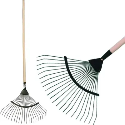 Produktbild von Laub Rechen Strend Pro R119.WH, 22 Zinken, 45cm, Fächerform, Holzstiel