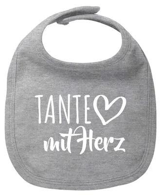 Produktbild von Huuraa Baby Lätzchen Tante mit Herz Heather Grey Klettverschluss  Baumwolle Latz Geschenkidee