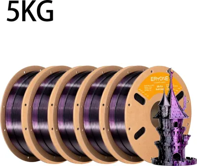 Obrázek produktu pro Filament pro 3D tisk PLA – hedvábný, dvoubarevný – 1,75 mm – ±0,03 mm – cívka 5 kg – pro technologii FDM – černá a fialová