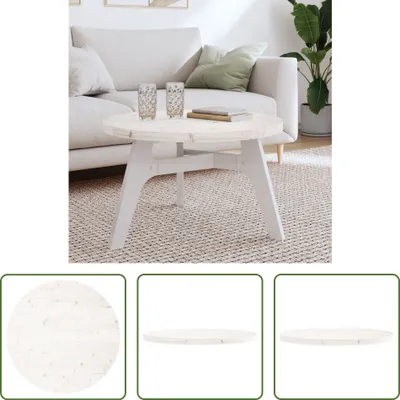 Produktbild von The Living Store Tischplatte Rund Weiß Ø70x3 cm Massivholz Kiefer