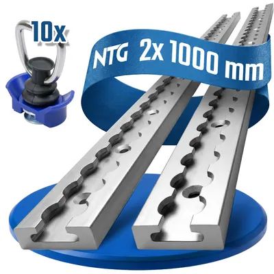 Produktbild von Airlineschiene Zurrschiene 2 x 1 m 1 Meter eckig m. Bohrungen u. Kunststofffitting