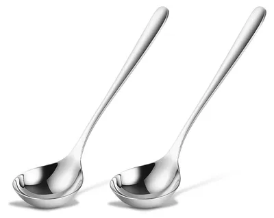 Immagine prodotto di Set di 2 cucchiai per zuppa in acciaio inossidabile, colore argento, lunghezza 20 cm