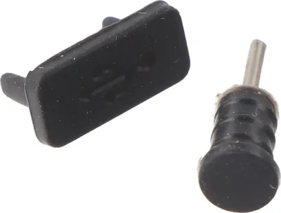 Produktbild von AccuCell Staubschutz-Kappen Set für USB Type C (USB-C) & Kopfhörer-Anschluss schwarz