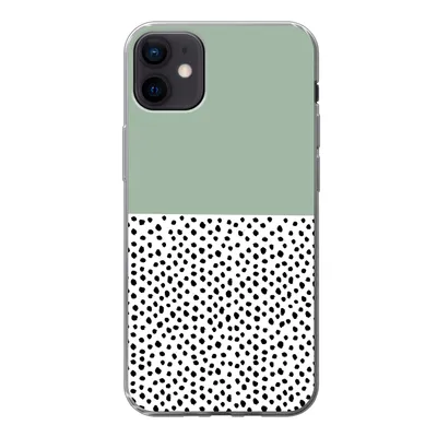 Produktbild von MuchoWow® Handyhülle Schutzhülle Hülle für iPhone 12 mini Polka dots - Grün - Schwarz Silikon Softcase Handy Hülle - Bild