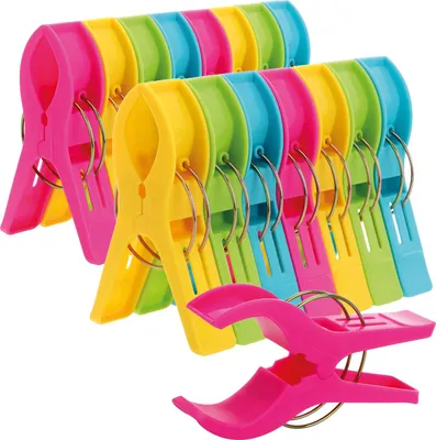 Produktbild von com-four® 16x Strandtuchklammern gross für Sonnenliegen, Stühle, Liegen und Geländer - XXL Wäscheklammer für Jacken und Decken - Klemme für DIY-Projekte - beach towel clips
