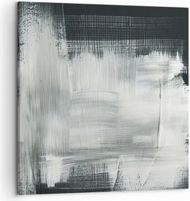 Produktbild von Bild auf Leinwand - Leinwandbild - Einteilig - Abstraktion Schwarz Weiß - 50x50cm - Wand Bild - Wanddeko - Wandbilder - Leinwanddruck - Bilder - Wanddekoration - Leinwand bilder - AC50x50-4173