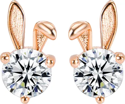 Produktbild von Kaninchenohr-Halskette, Ohrring, Zirkonia, Kaninchen, Tierschmuck für Hochzeit, Jahrestag, Geburtstagsparty