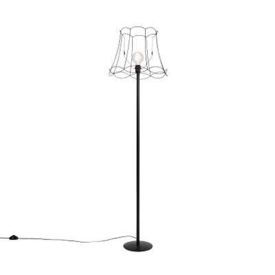 Produktbild von Schwarze Stehlampe mit Granny Frameschirm Schwarz 45 cm Simplo