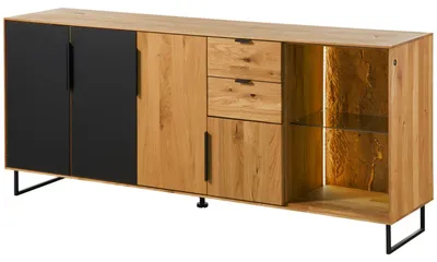 Immagine prodotto di MASSIVMOEBEL24 | Credenza in legno di quercia selvatica 180x43x79 oliato naturale LINDAU #109