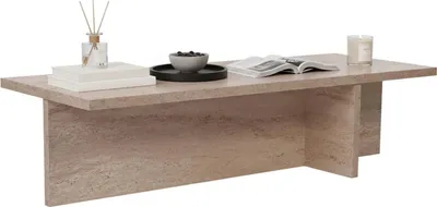 Produktbild von Dmora Couchtisch Marmoroptik 120x45x30h cm Weiß, Rechteckig, Tischplatte aus Edelfurnier