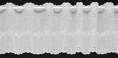 Produktbild von Gardinen Kranzusch Scheibengardine Batist Stickerei 16x525 cm H/B Weiß Bistrogardine Vorhang Küche 1er Pack