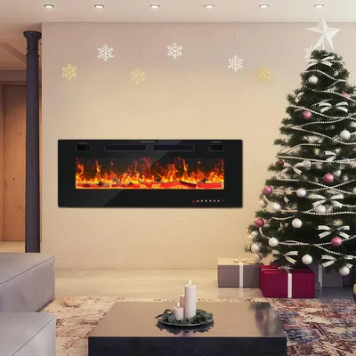 Immagine prodotto di Jayseuw 750W/1500W caminetto elettrico 50 pollici - Fuoco d'atmosfera effetto fiamma 3D - Protezione contro il surriscaldamento Incluso telecomando e app di controllo