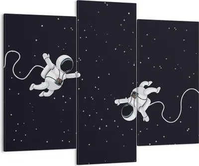 Produktbild von Bild auf Leinwand - Leinwandbild - 3 Teile - Cartoon Astronauten Kosmos - 130x100cm - Wand Bild - Wanddeko - Wandbilder - Leinwanddruck - Bilder - Wanddekoration - Leinwand bilder - CB130x100-4867