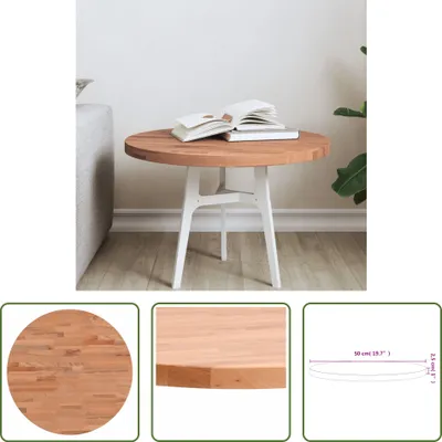 Produktbild von The Living Store Tischplatte Ø50x2,5 cm Rund Massivholz Buche