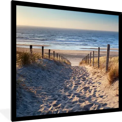 Produktbild von MuchoWow® Gerahmtes Poster Strand - Meer - Niederlande - Dünen - Sonne 40x40 cm - Poster mit Schwarzem Bilderrahmen Wandposter Rahmen Foto Bilder - Mit Rahmen - Wanddekoration Schlafzimmer
