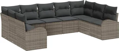 Produktbild von Sofa Set mit Kissen 9 pcs Grau Poly Rattan