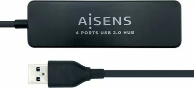 Obrázok produktu pre AISENS A104-0402, USB 2.0, USB 2.0, 480 Mbit/s, Čierna, 2,5 W, 0,3 m